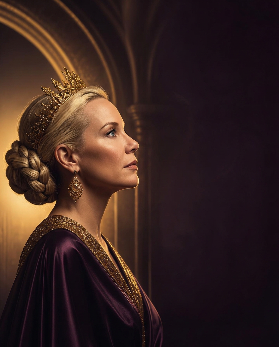 Regal woman embodying intuitive clarity